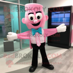 Pink Ice mascot costume character dressed with a Dress Shirt and Bow ties