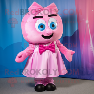 Pink Ice mascot costume character dressed with a Dress Shirt and Bow ties