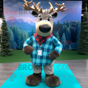 Cyan Elk mascotte kostuum...