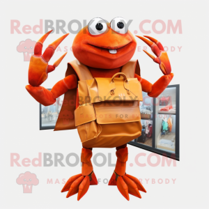 Rust Crab mascot costume character dressed with a A-Line Skirt and Wallets