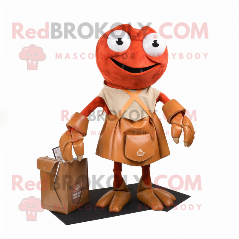 Rust Crab mascot costume character dressed with a A-Line Skirt and Wallets Rust Crab mascot costume character dressed with a A-Line Skirt and Wallets