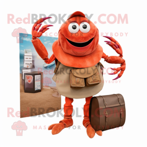 Rust Crab mascot costume character dressed with a A-Line Skirt and Wallets