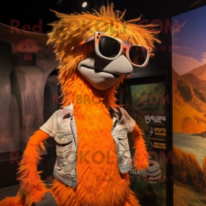 Rust Emu mascot costume character dressed with a Shorts and Sunglasses