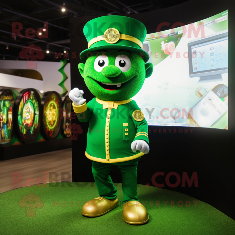 Forest Green Pot Of Gold mascot costume character dressed with a Polo Tee and Smartwatches