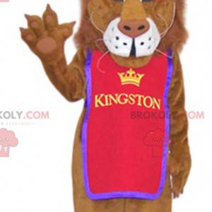 Lion mascot with a beautiful purple crown - Redbrokoly.com