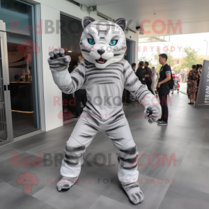 Silver Tiger maskot kostym...