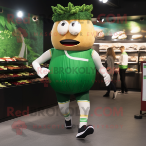 Forest Green Hamburger mascot costume character dressed with a Running Shorts and Cummerbunds