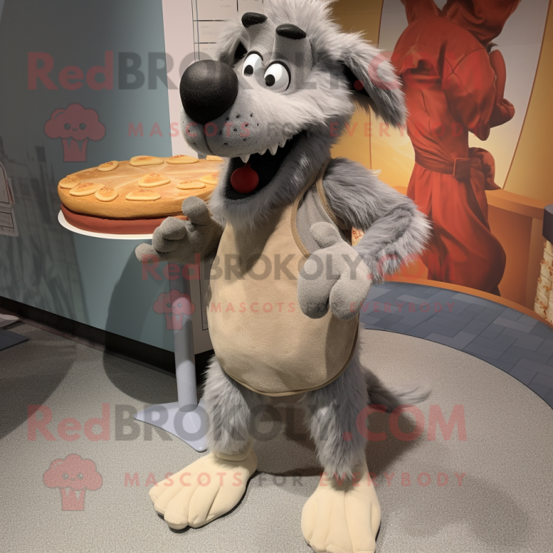 Gray Shepard'S Pie mascot costume character dressed with a Trousers and Foot pads Gray Shepard'S Pie mascot costume character dressed with a Trousers and Foot pads