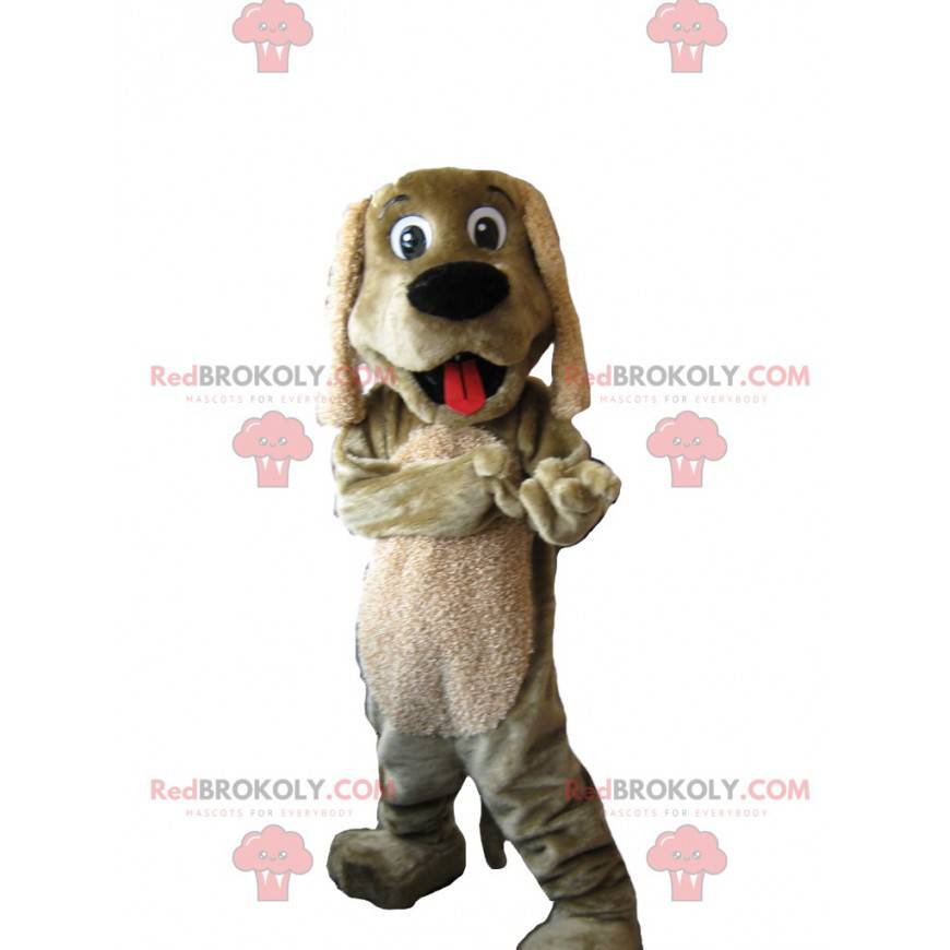 Super vrolijke beige teckel mascotte. Teckel kostuum -