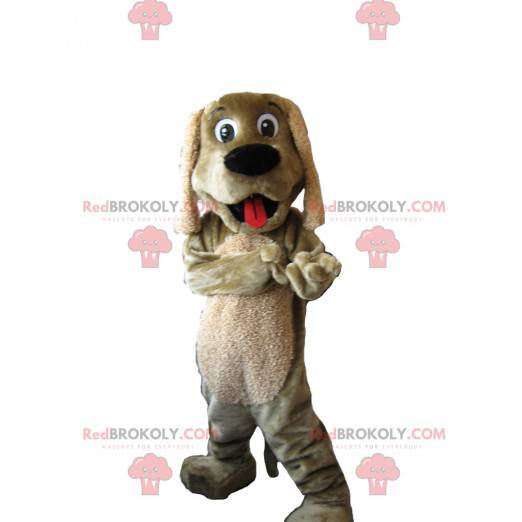 Super vrolijke beige teckel mascotte. Teckel kostuum -