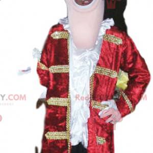 Mascotte de Capitaine Crochet avec une belle veste rouge -