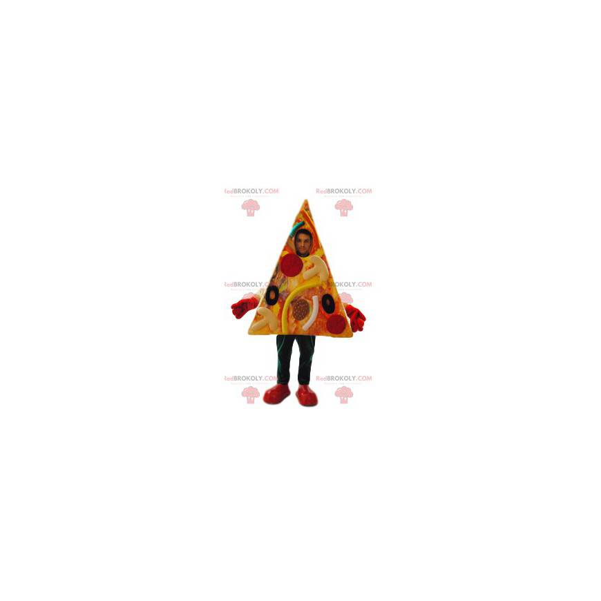 Pepperoni and olives gourmet pizza mascot. - Redbrokoly.com