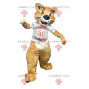 Cougar mascot with his supporter jersey. - Redbrokoly.com