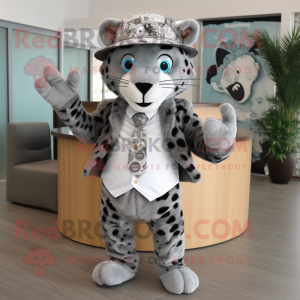 Grå Leopard maskot kostume...