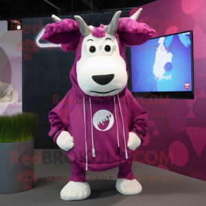 Magenta Cow maskot kostume...