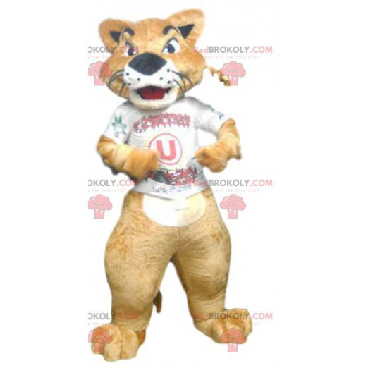 Cougar mascot with his supporter jersey. - Redbrokoly.com