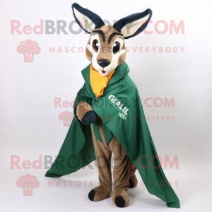 Forest Green Gazelle mascot costume character dressed with a Raincoat and Scarf clips