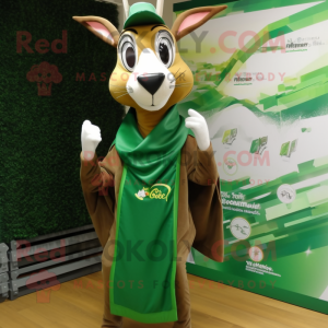 Forest Green Gazelle mascot costume character dressed with a Raincoat and Scarf clips