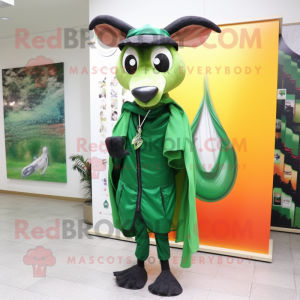 Forest Green Gazelle mascot costume character dressed with a Raincoat and Scarf clips