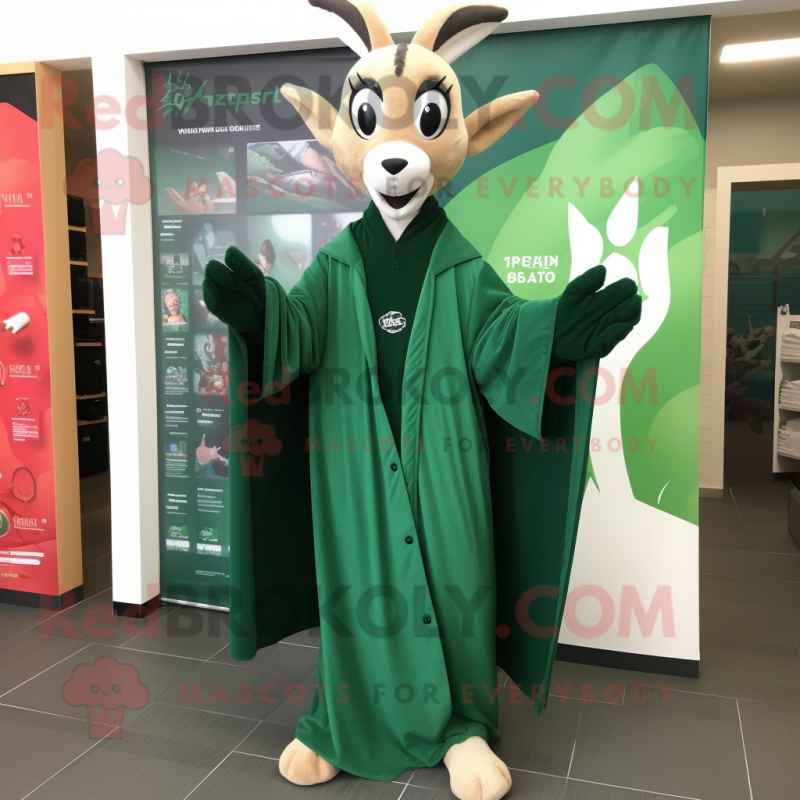 Forest Green Gazelle mascot costume character dressed with a Raincoat and Scarf clips