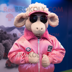 Pink Merino Sheep mascotte...