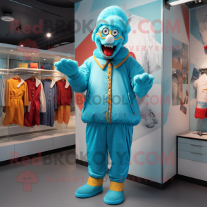 Cyan Clown mascotte kostuum...