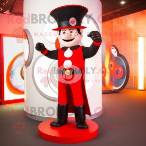 Red Ring Master mascot costume character dressed with a Shorts and Earrings