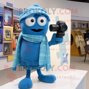 Blue Camera maskot kostume...