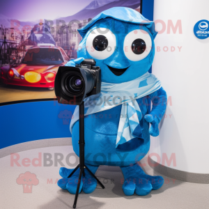 Blue Camera maskot kostume...