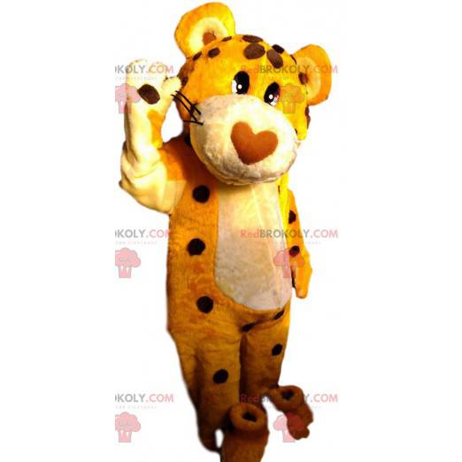 Leopard maskot med hjerteformet snute - Redbrokoly.com
