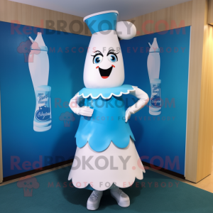 Cyan Bottle Of Milk maskot...