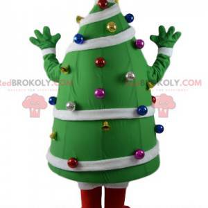 Fir mascot with its decoration. Christmas tree costume -