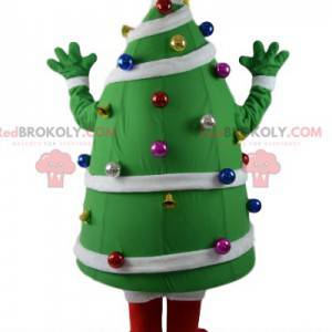 Mascotte di abete con la sua decorazione. Costume da albero di