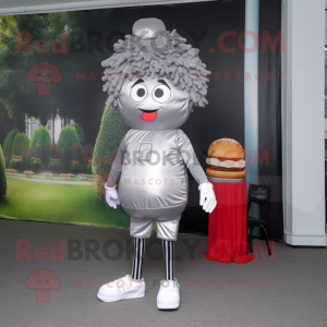 Silver Hamburger mascot costume character dressed with a Skinny Jeans and Anklets