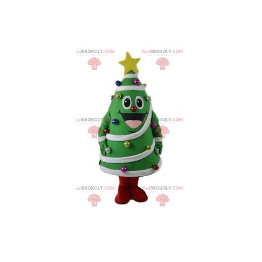 Fir mascot with its decoration. Christmas tree costume -