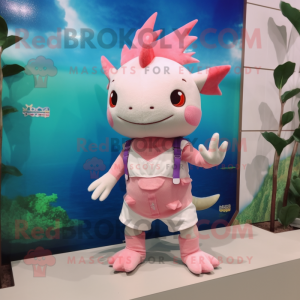nan Axolotls mascot costume character dressed with a Shorts and Keychains
