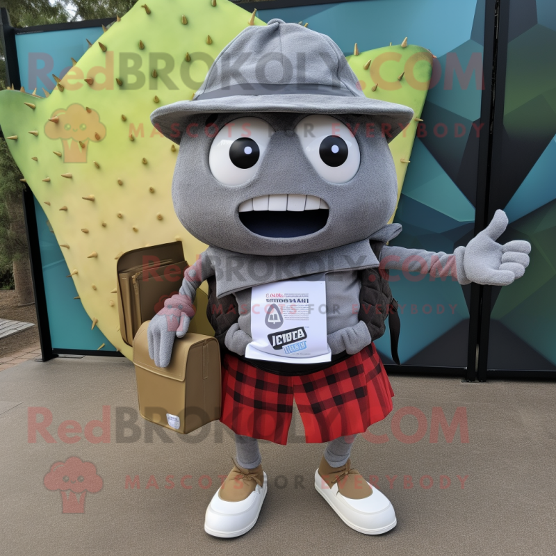 Gray Nachos mascot costume character dressed with a Cargo Shorts and Pocket squares Gray Nachos mascot costume character dressed with a Cargo Shorts and Pocket squares