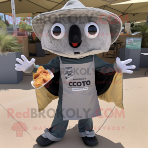 Gray Nachos mascot costume character dressed with a Cargo Shorts and Pocket squares