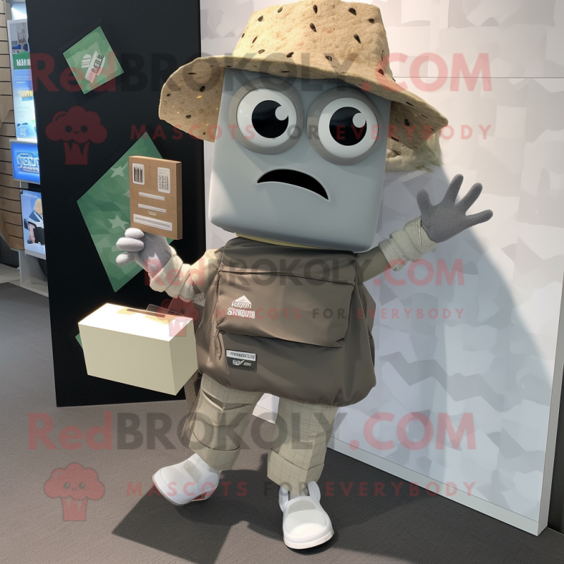 Gray Nachos mascot costume character dressed with a Cargo Shorts and Pocket squares Gray Nachos mascot costume character dressed with a Cargo Shorts and Pocket squares