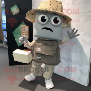 Gray Nachos mascot costume character dressed with a Cargo Shorts and Pocket squares