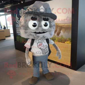 Gray Nachos mascot costume character dressed with a Cargo Shorts and Pocket squares