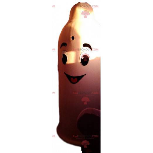 Zeer glimlachende condoommascotte. Condoom kostuum -