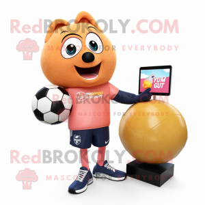 Peach Soccer Goal mascot costume character dressed with a Windbreaker and Wallets
