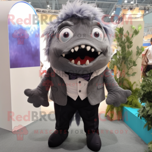 Grijs Piranha mascotte...