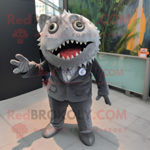 Grijs Piranha mascotte...