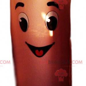 Mascote de preservativo muito sorridente. Fantasia de