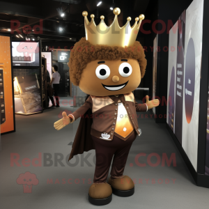 Brown Queen mascot costume character dressed with a Suit Jacket and Backpacks