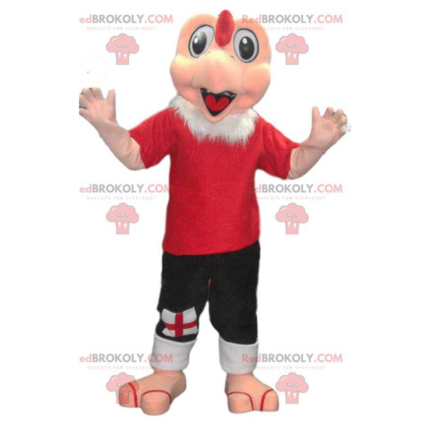 Mascotte de dindon en tenue de sport rouge. Costume de dindon -