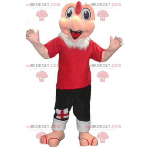 Mascotte della Turchia in abiti sportivi rossi. Costume da