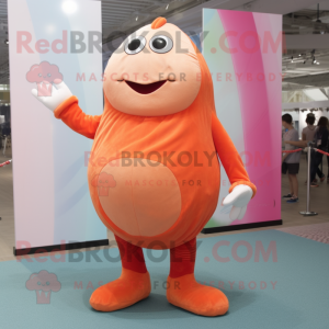 Peach Shakshuka mascot costume character dressed with a Bodysuit and Foot pads